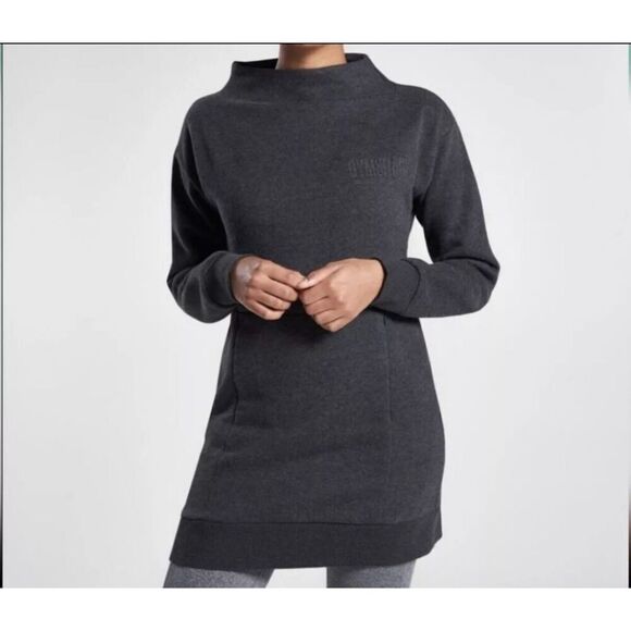 Gymshark Tops - Gymshark SoSoft Mock Neck Tunic Sweatshirt Size Medium Gray Long